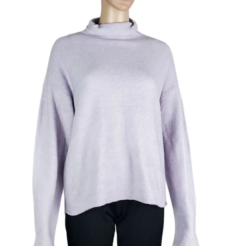 525 America Purple Fuzzy Soft Oversized Turtle Neck Sweater